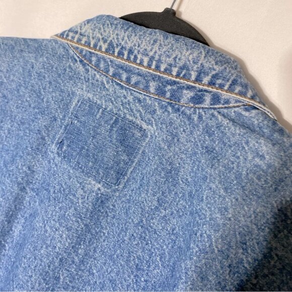 Vintage Silver Style Light Med Wash Oversized Denim Blazer Jean Jacket L - Picture 8 of 14
